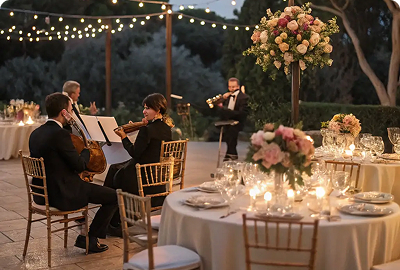 Outdoor dinner event with live music