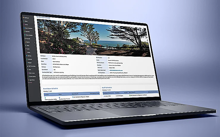 Screen showing catering menu creation and kitchen sheets