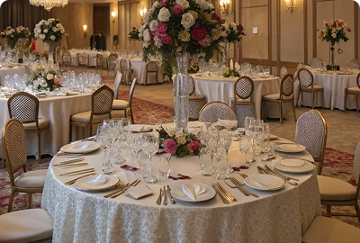 Formal banquet dining room setup