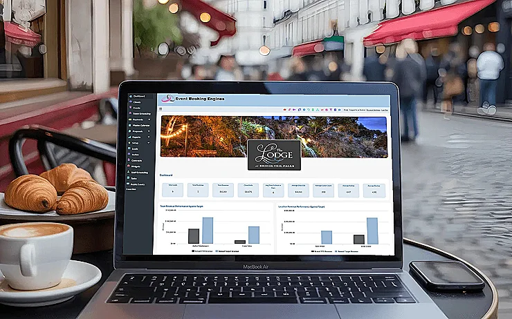 Main Dashboard on Laptop: Outdoor Venue View