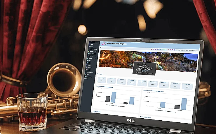 Main Dashboard on Laptop: Jazz Club Environment