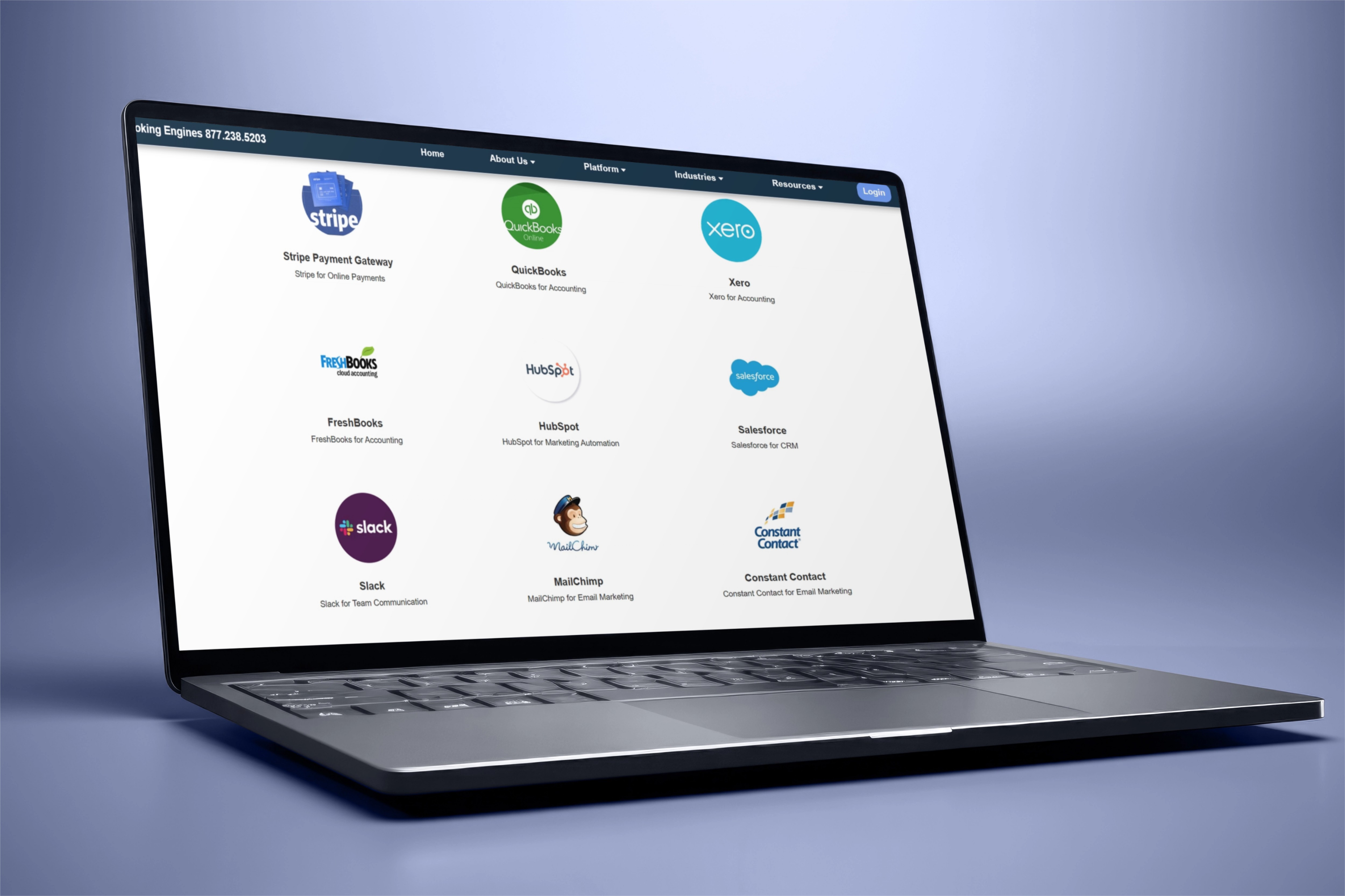 Screen showing various platform logos for platform integrations